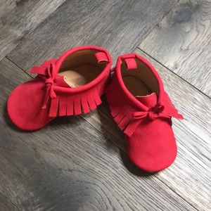 Old Navy Red Moccasins 12-18 Months